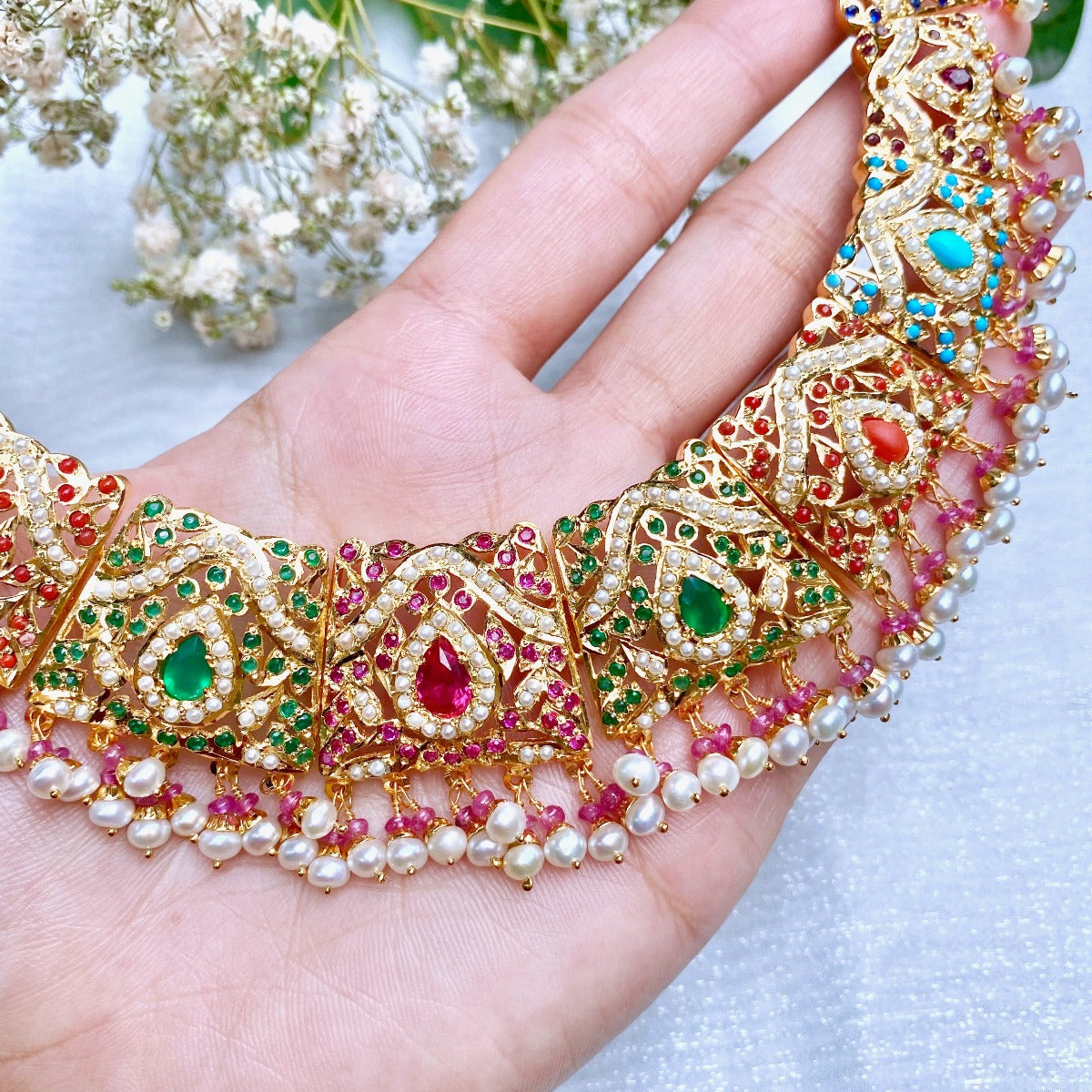 navrattan jadau necklace set