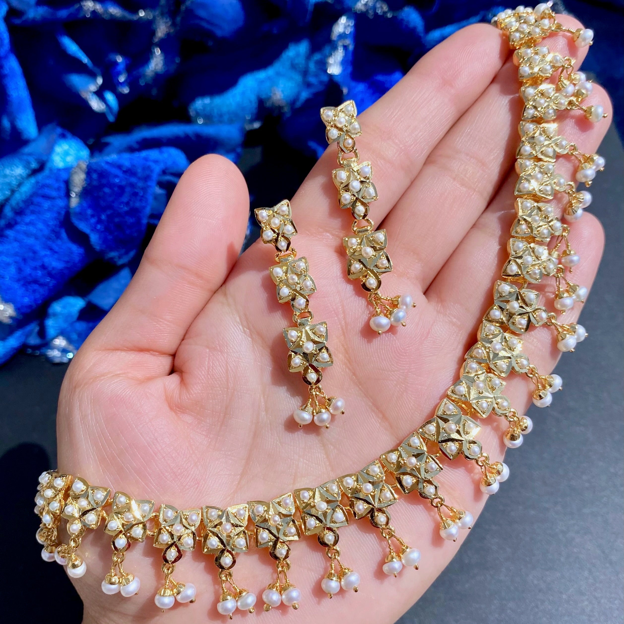 sober indian pearl necklace set