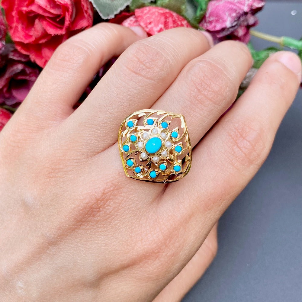 feroza cocktail ring gold