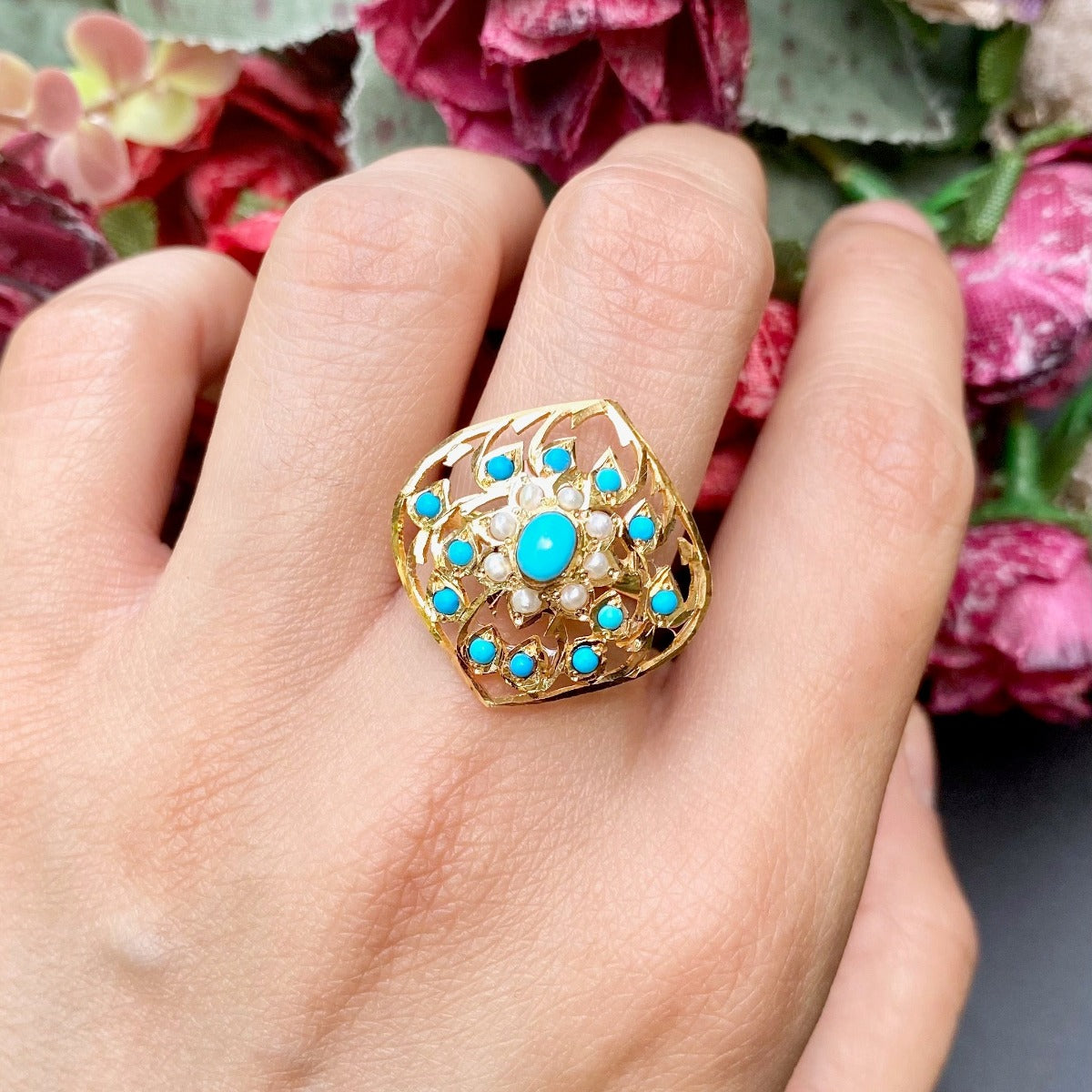 feroza cocktail ring gold