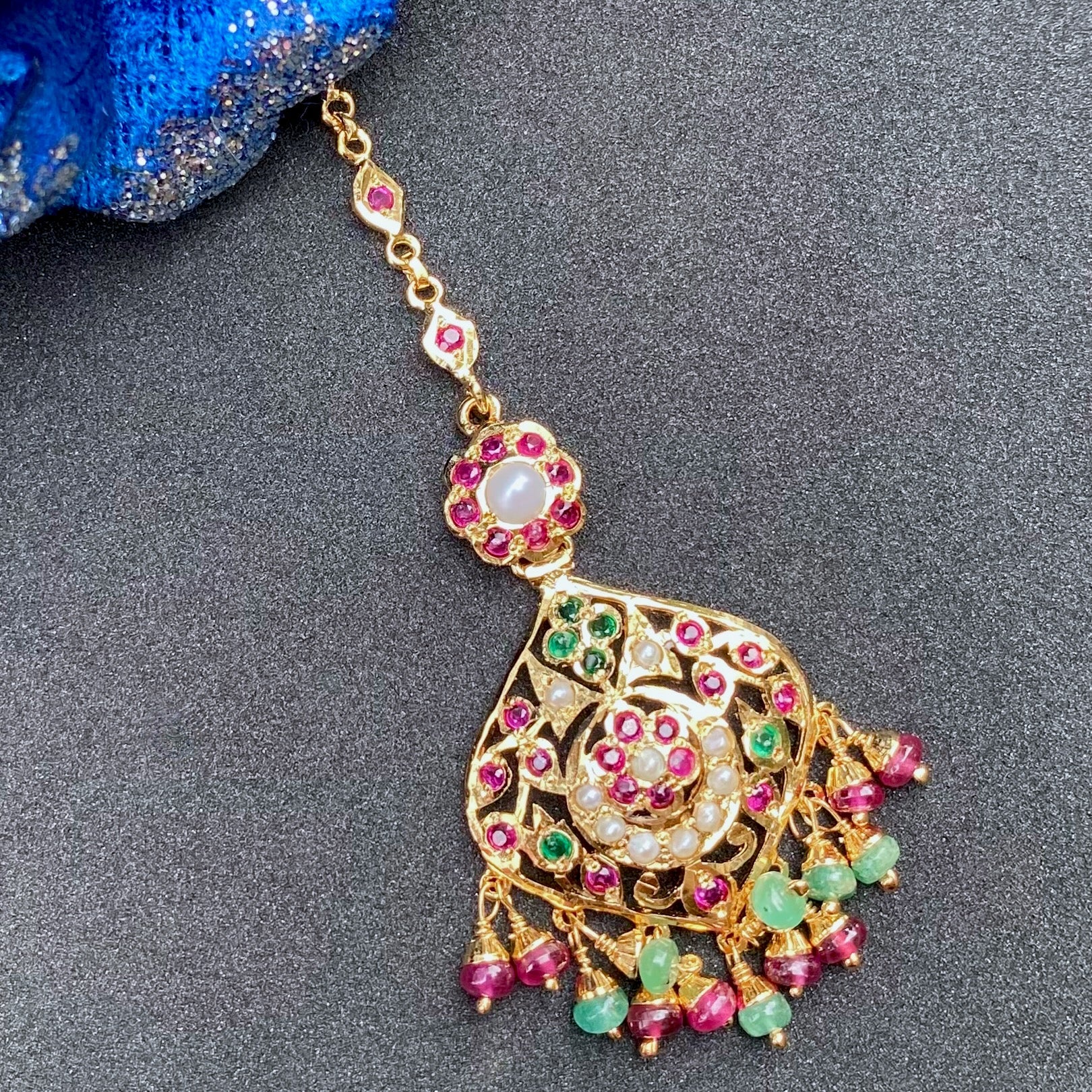 maang tikka gold plated silver