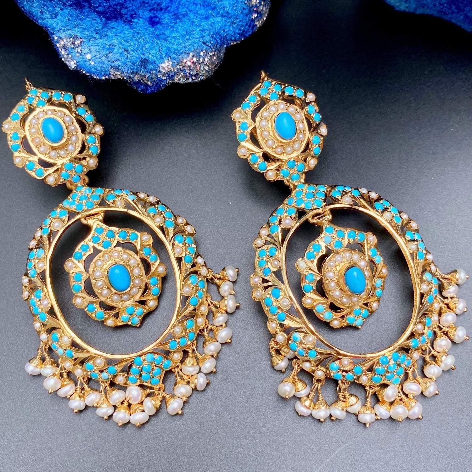feroza chandbali earrings