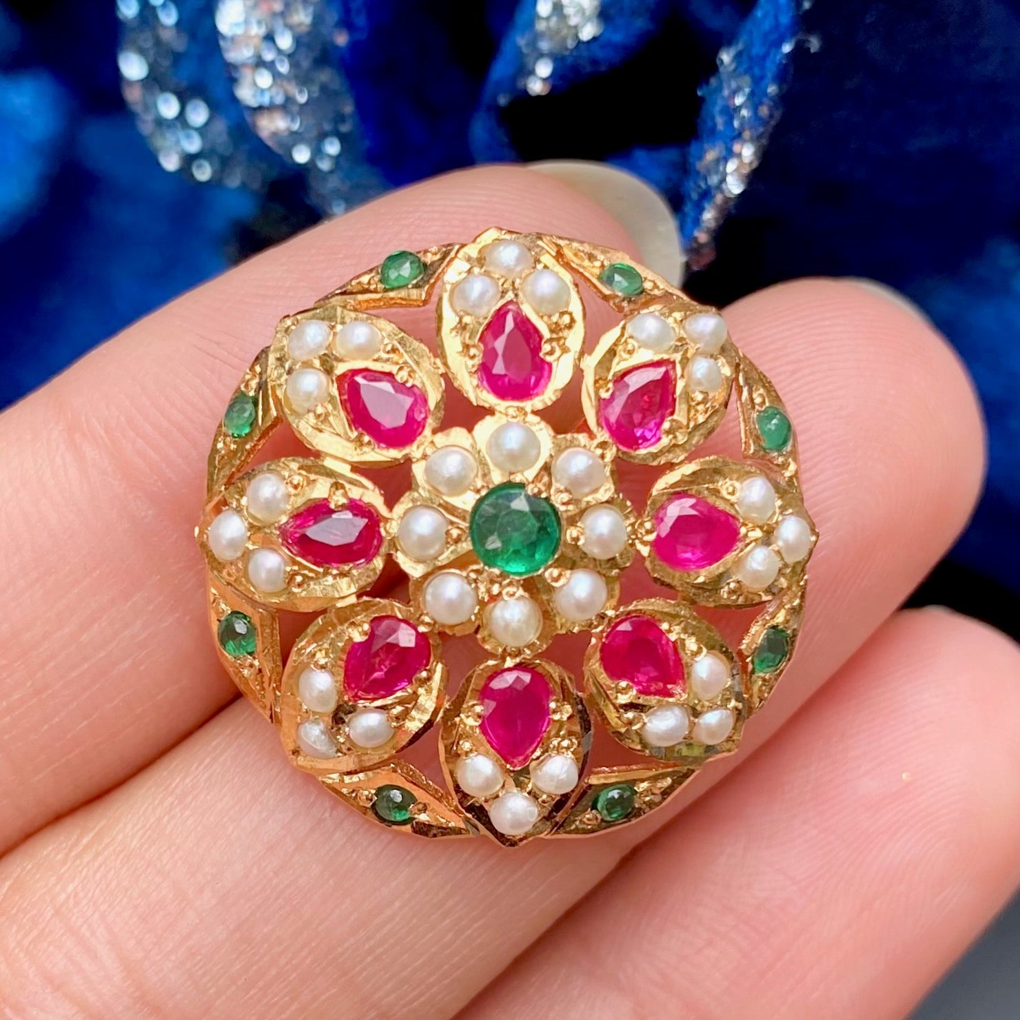 ruby emerald round studs