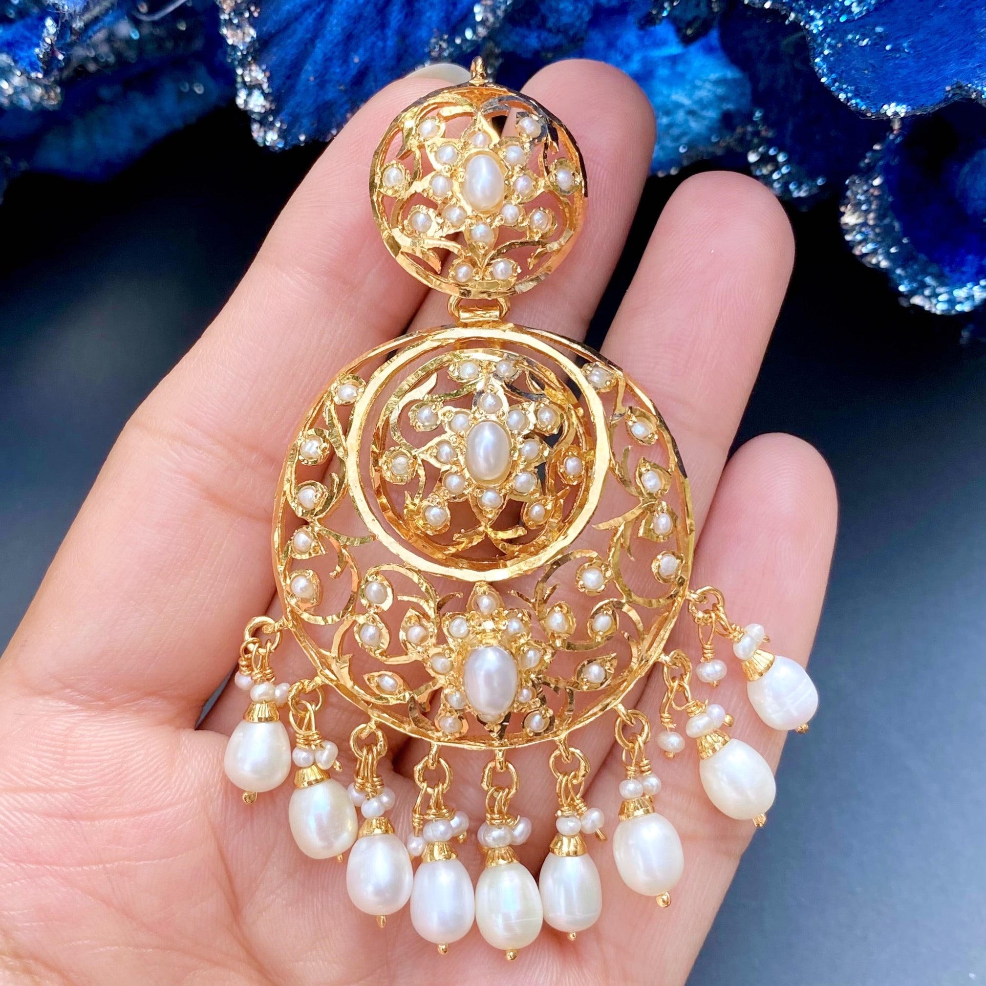 antique style chandbali earrings