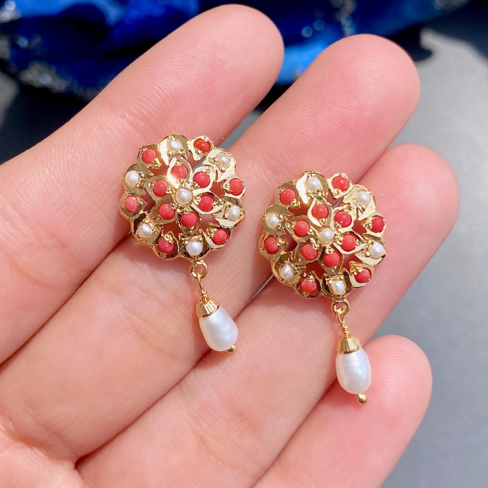 coral stud earrings