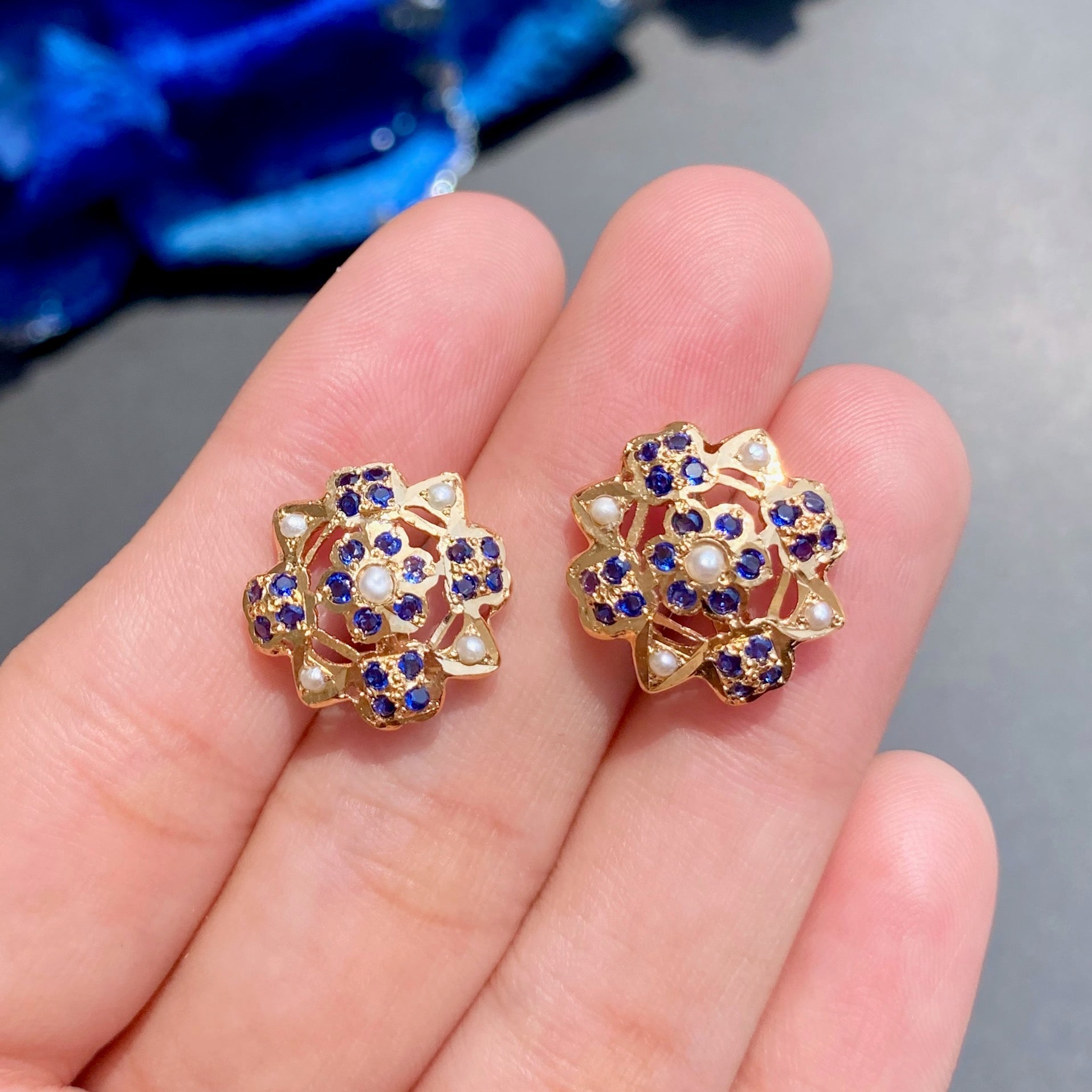 navy blue stud earrings
