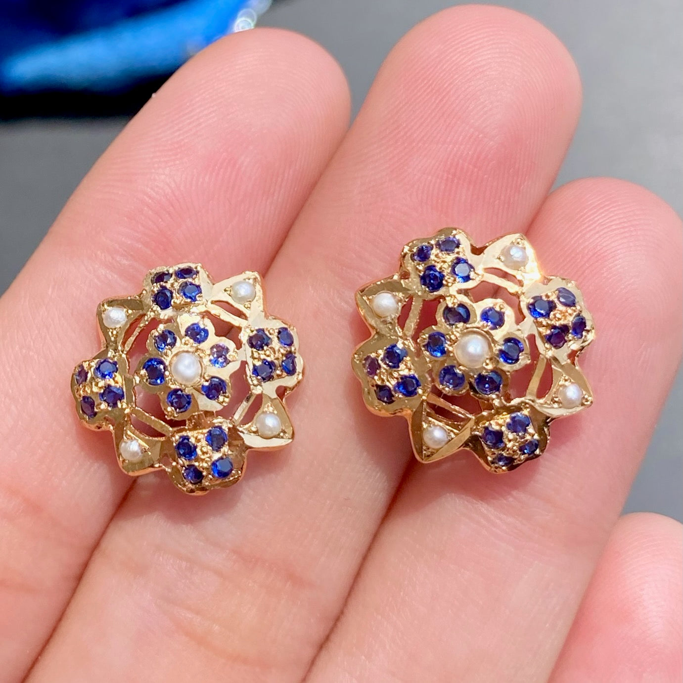 navy blue stud earrings