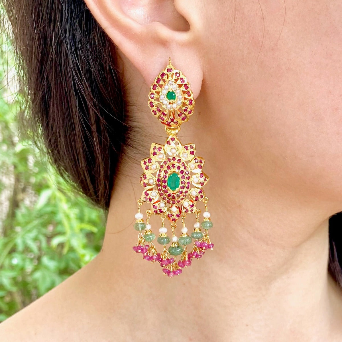 pakistani ruby emerald earrings online