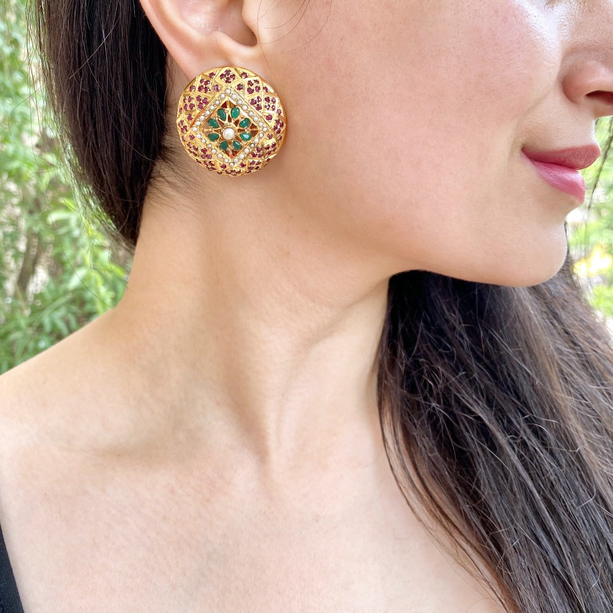 statement indian stud earrings