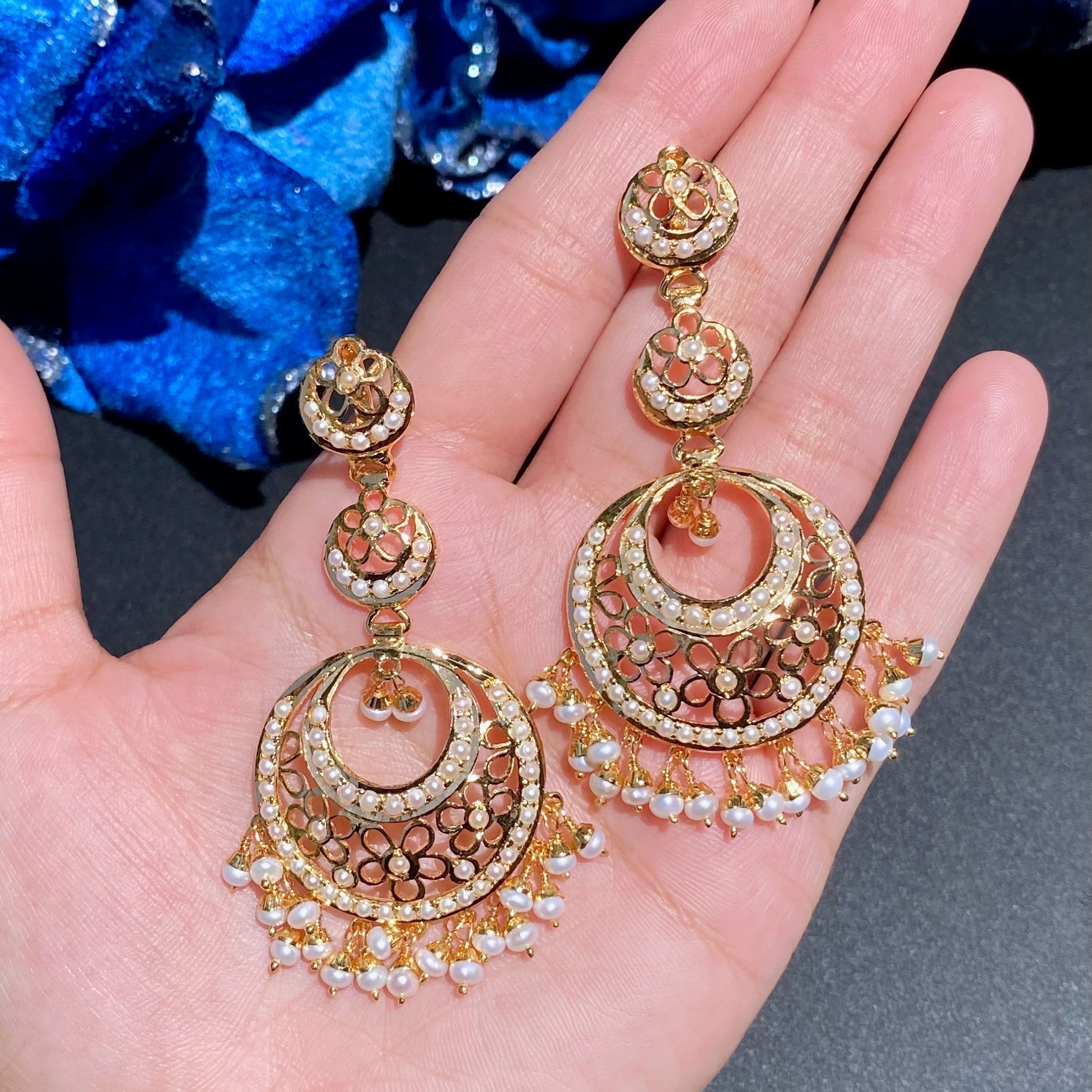 long pearl chandbalis