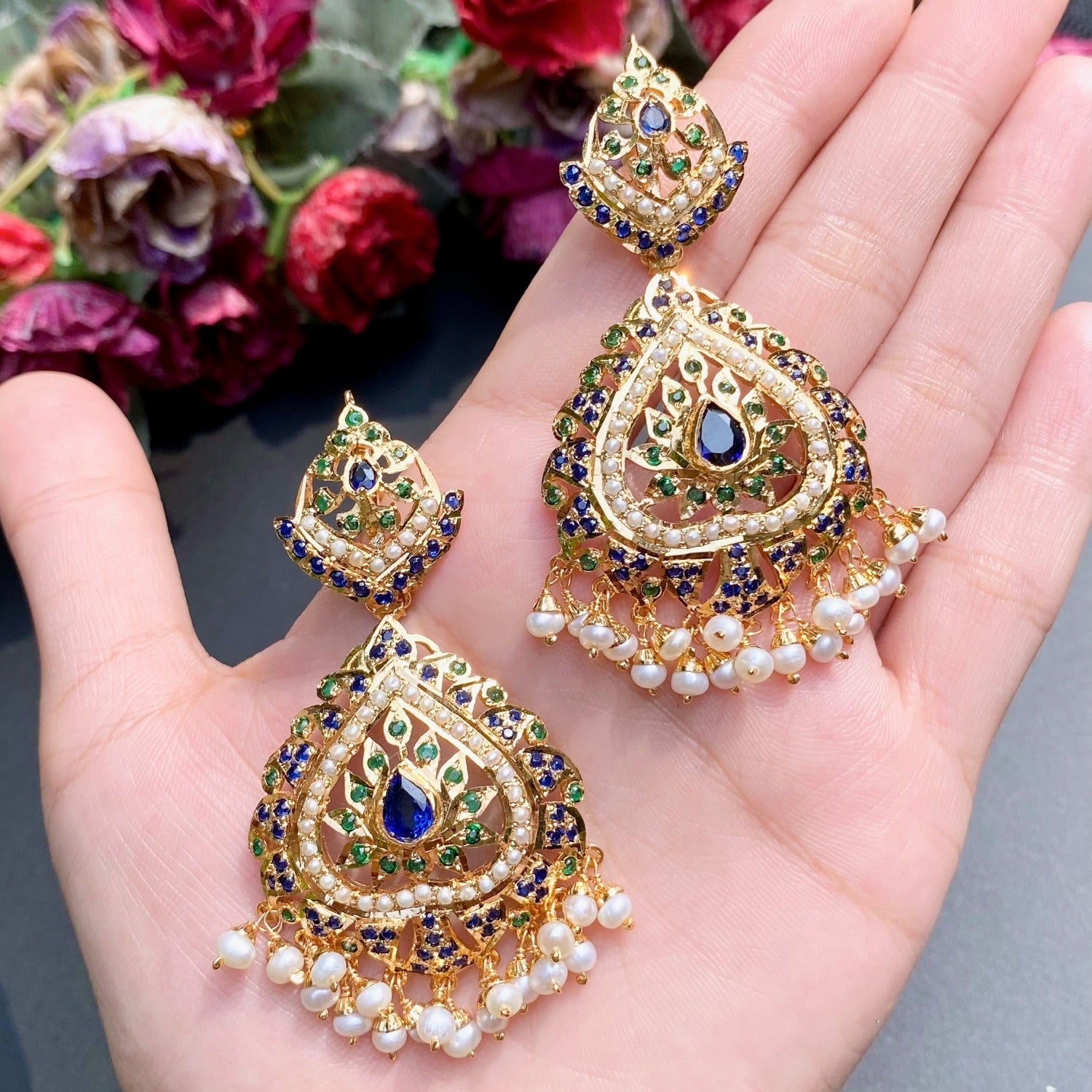 gold plated 925 silver jadau set