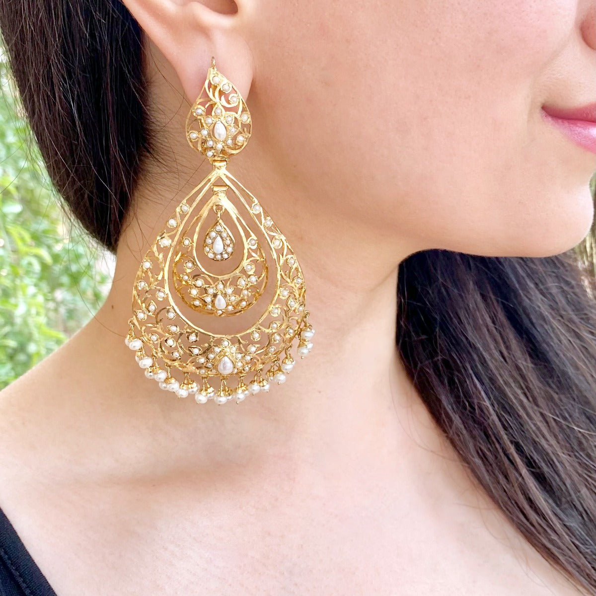 big pearl drop chandbali