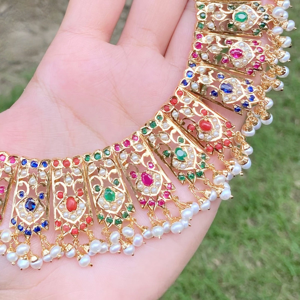gold plated Navaratna necklace