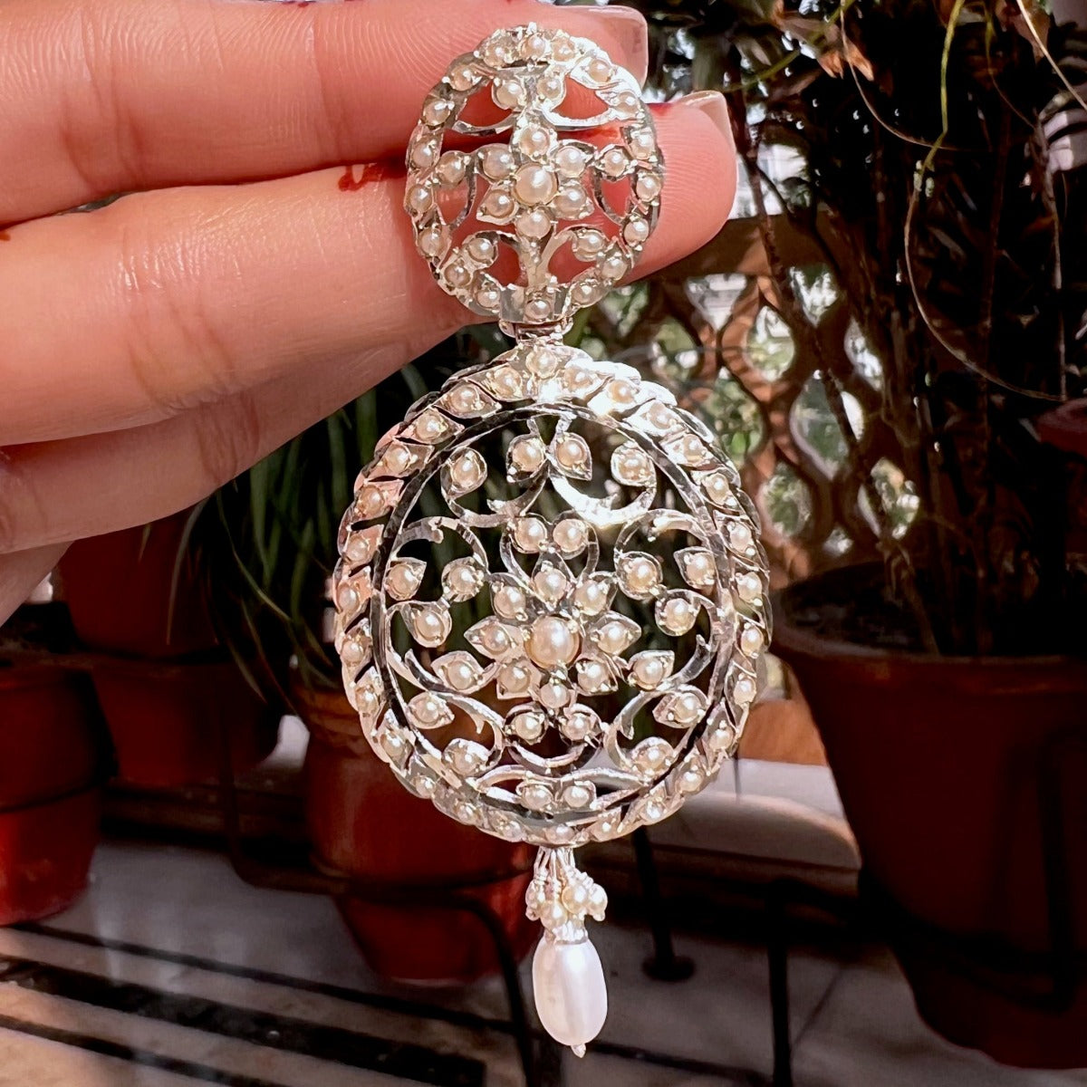 Edwardian Pearl Jewelry | Sterling Silver Earrings