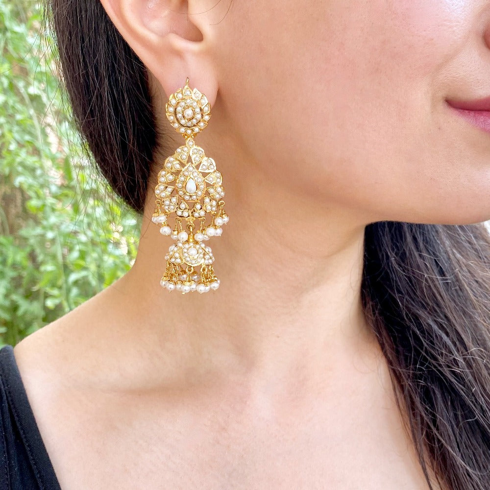 pakistani pearl jhumki earrings