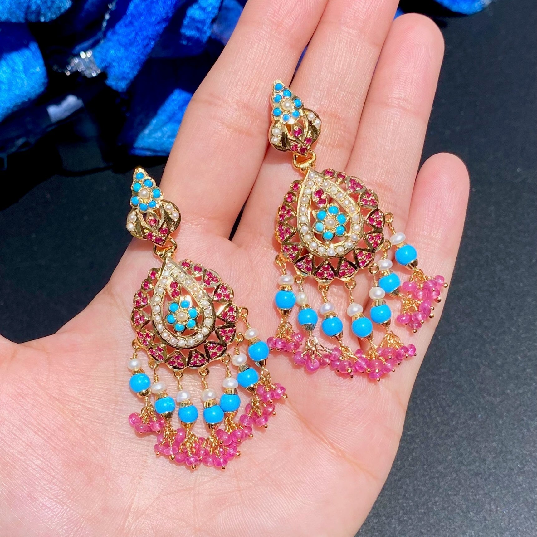 indian stone earrings