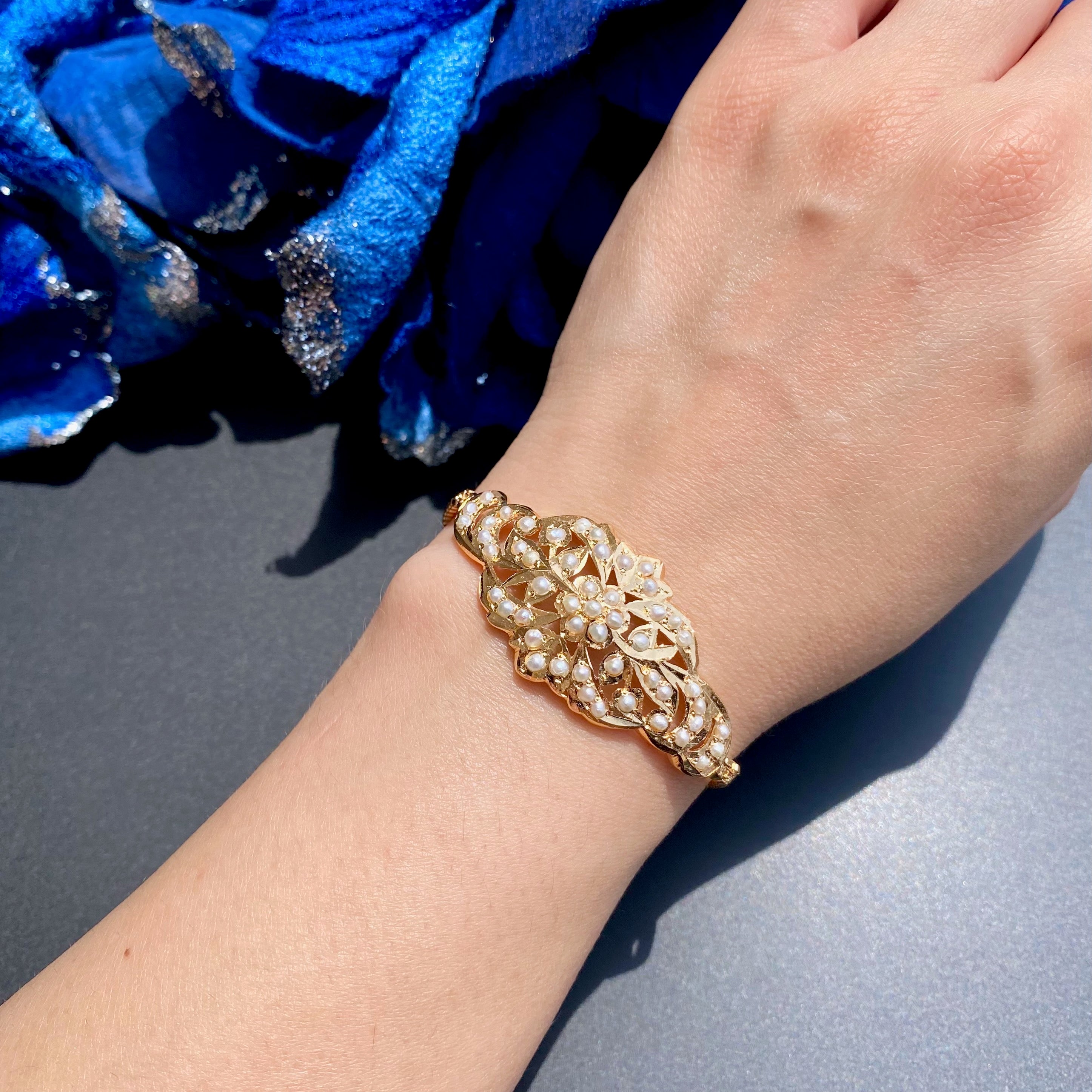 Womens Pearl Bracelet | Gold Plated on 925 Silver | Fine Indian Jewelry