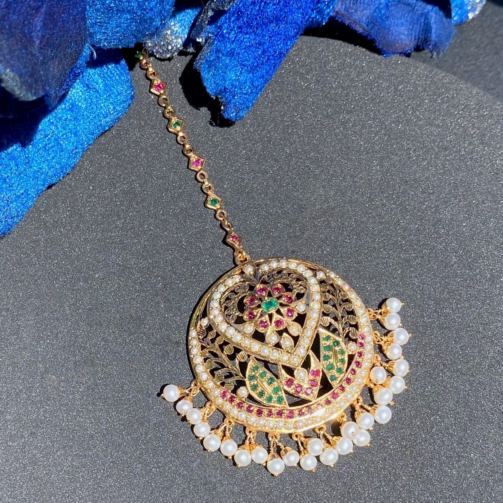 maang tikka gold coated silver