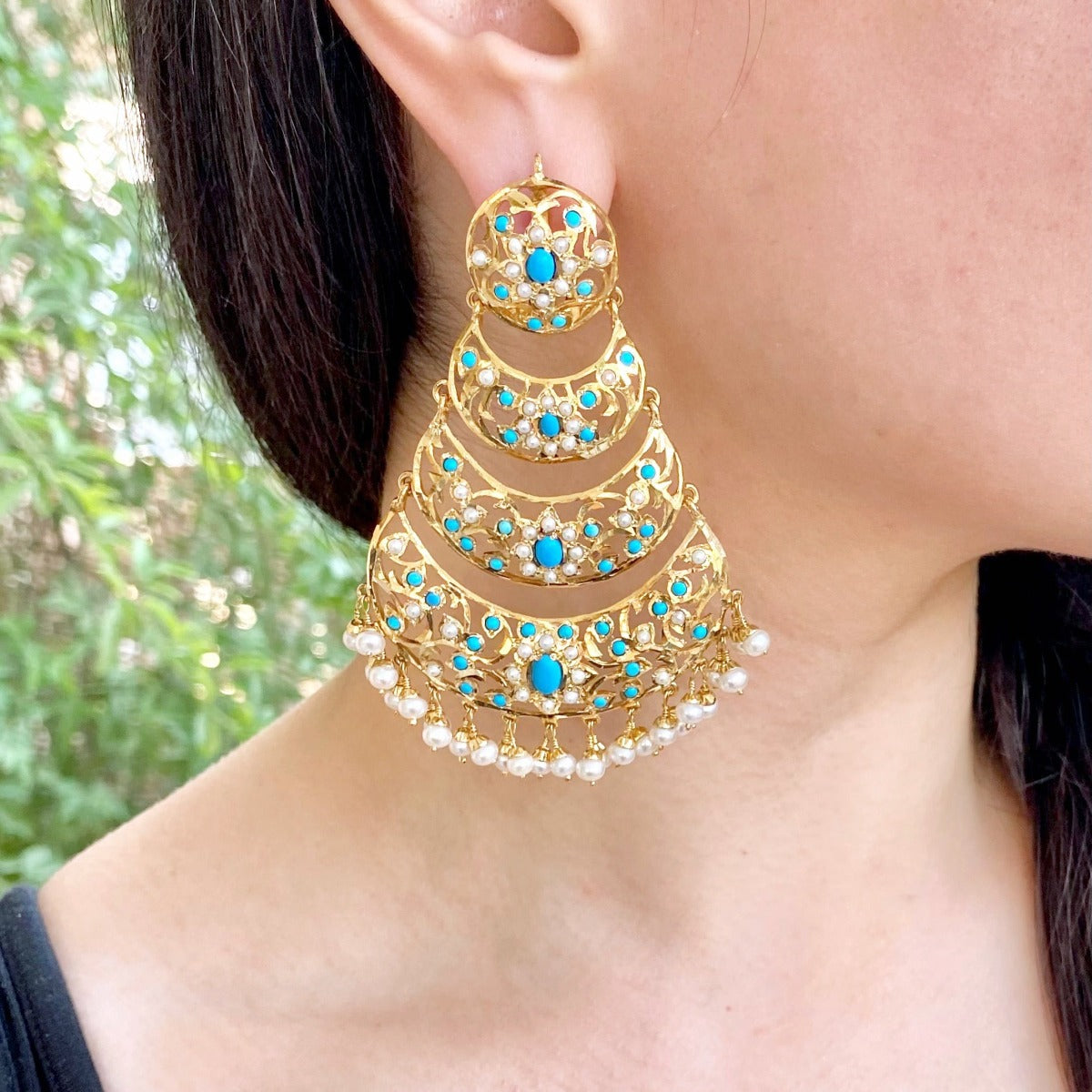 gold plated Hyderabadi jadau earrings