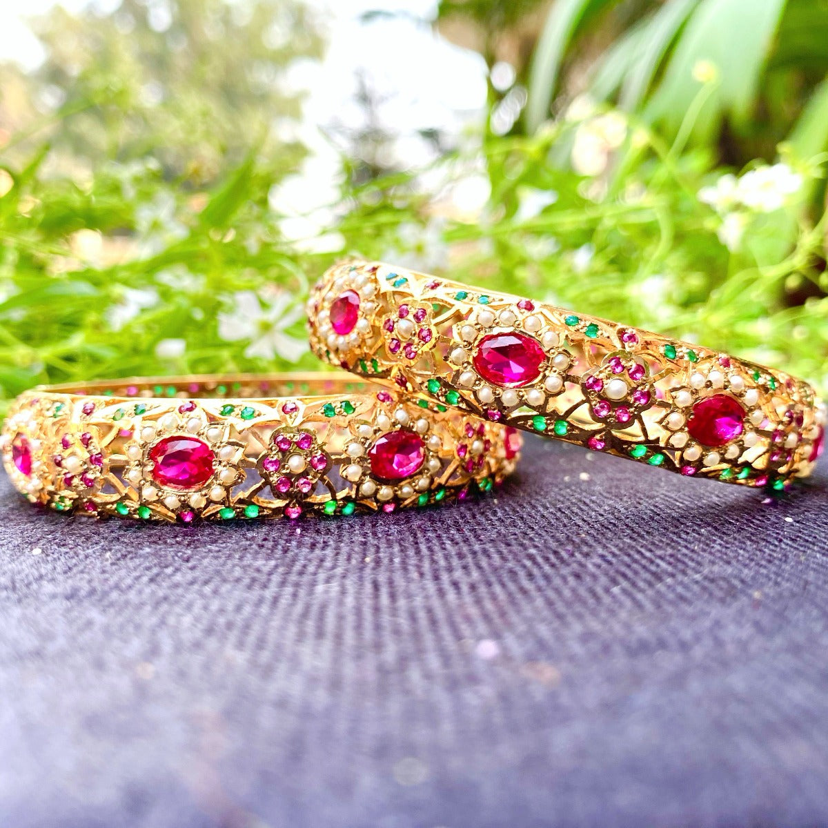 red green indian bangles for women