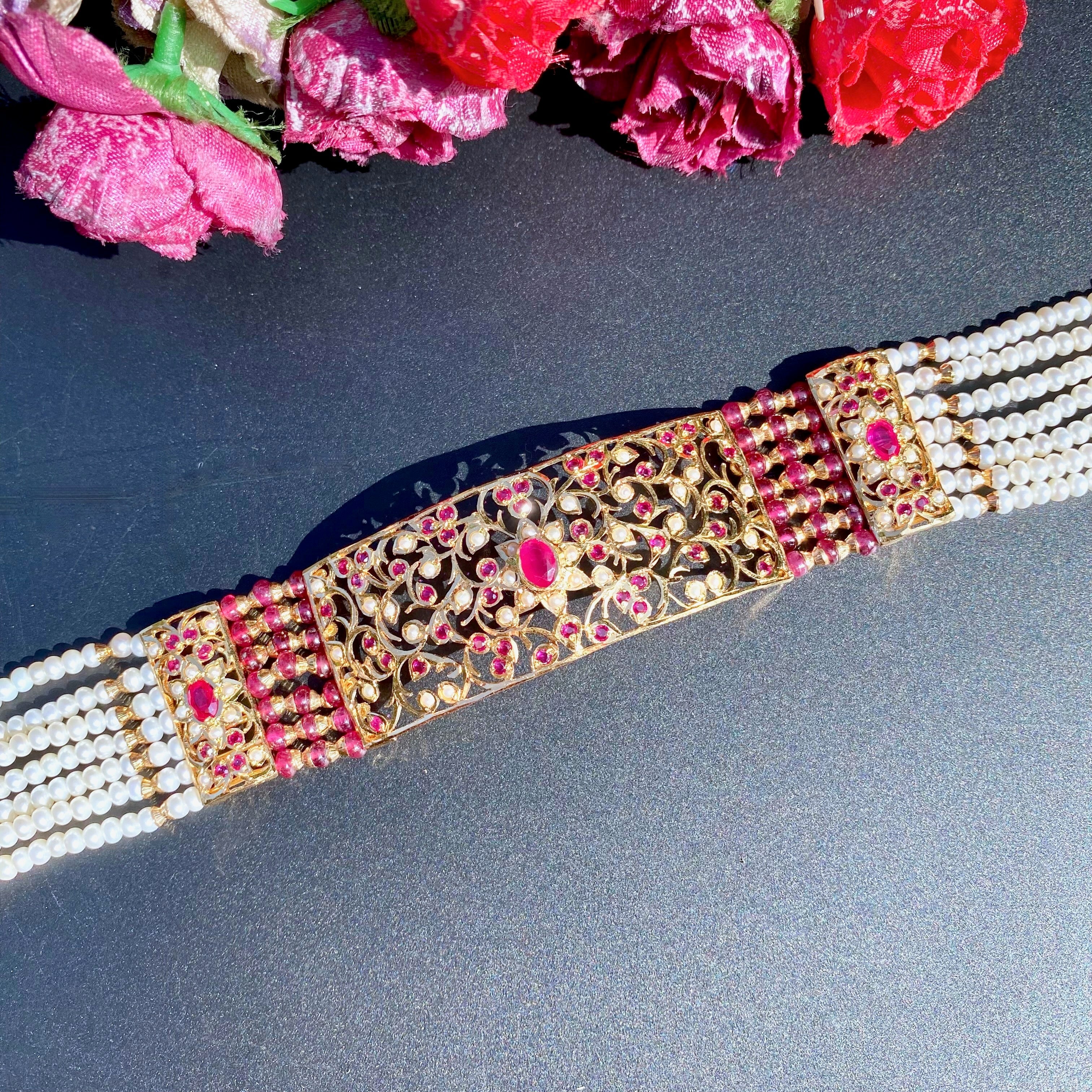 antique indian aad necklace with studs