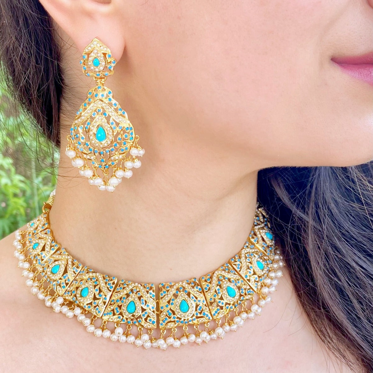 indian necklace with pearl turquoise
