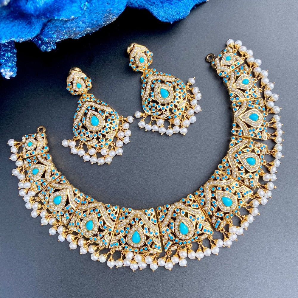 indian necklace with pearl turquoise