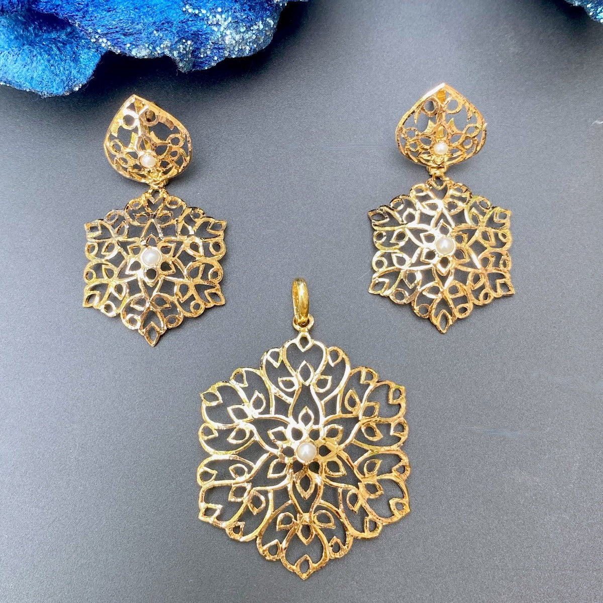 pearl locket set gold