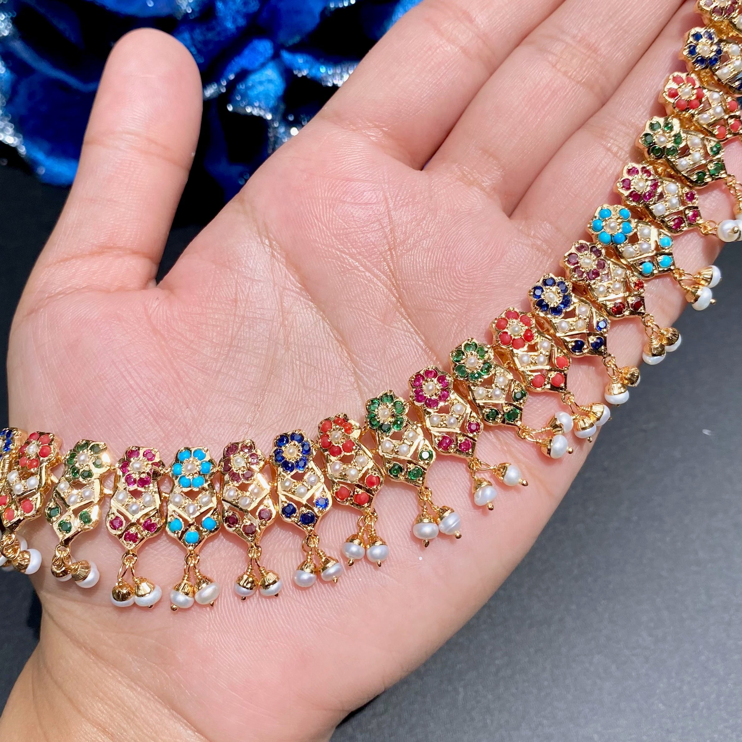 womens indian navaratna necklace