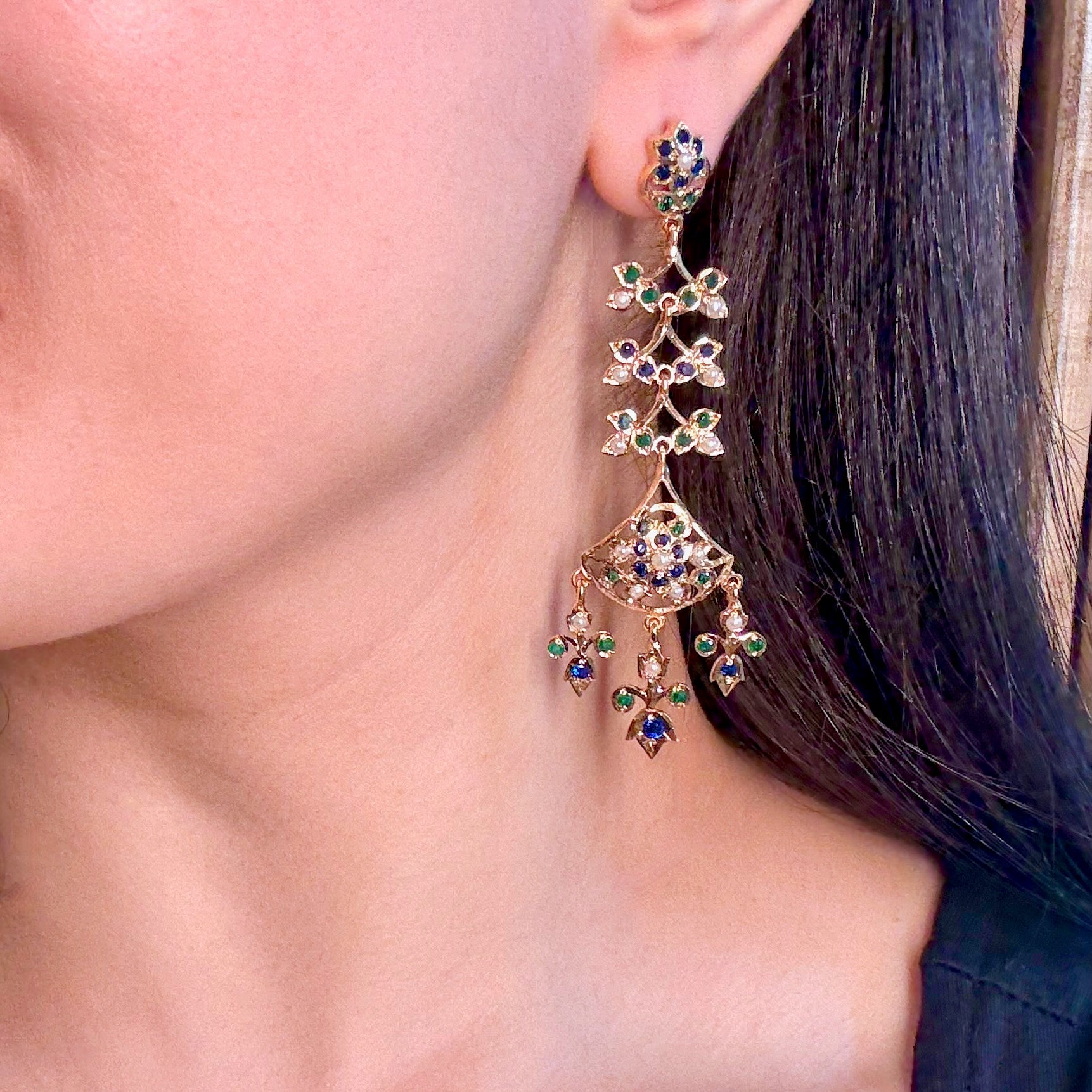 Indo Western Wear Danglers for Women | Gold Plated Silver Jewelry ER 592