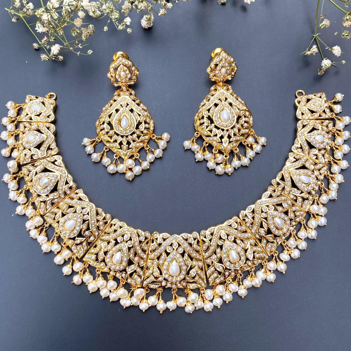 traditional Hyderabadi punjabi jewelry in pearls