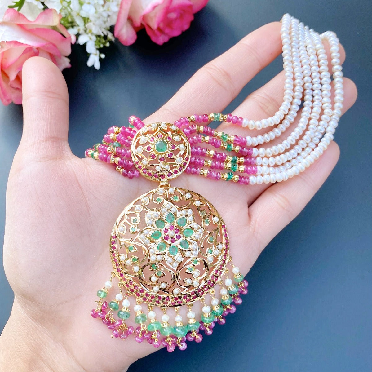 choker necklace set in 22k gold