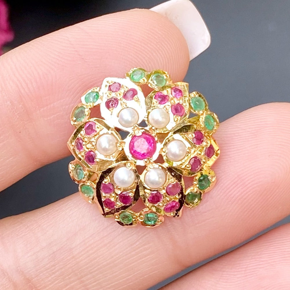 ruby emerald indian ring gold