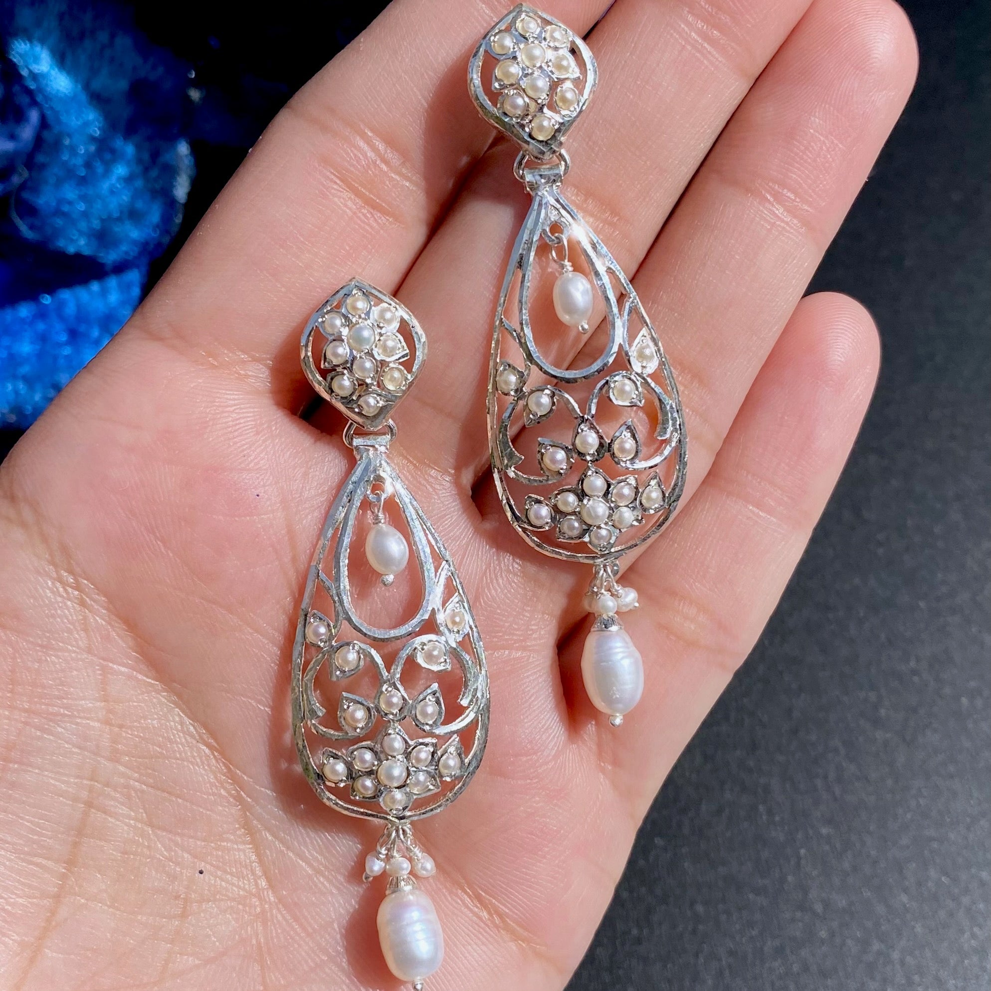 drop shaped pearl earrings on 925 sterling silver