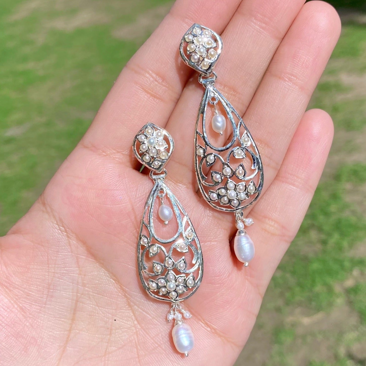 indo western dainty pearl earrings