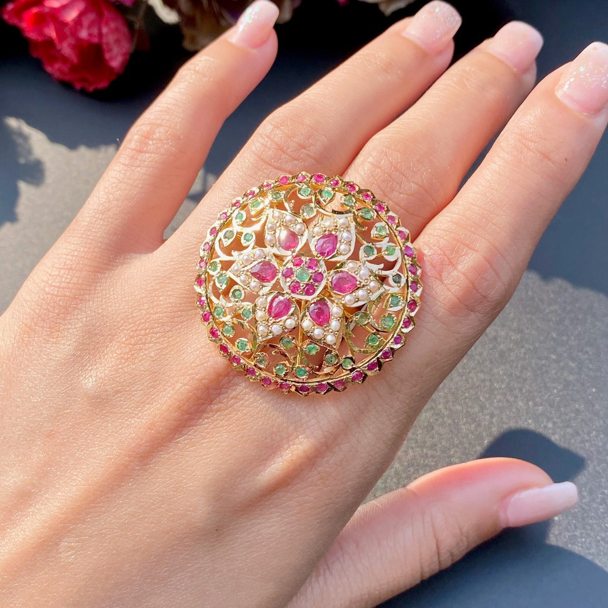 Gold Cocktail Ring | Inspired by Edwardian Victorian Jewelry Designs