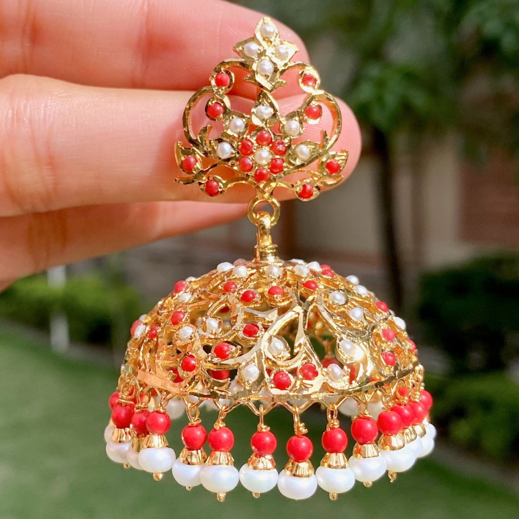 coral jhumka