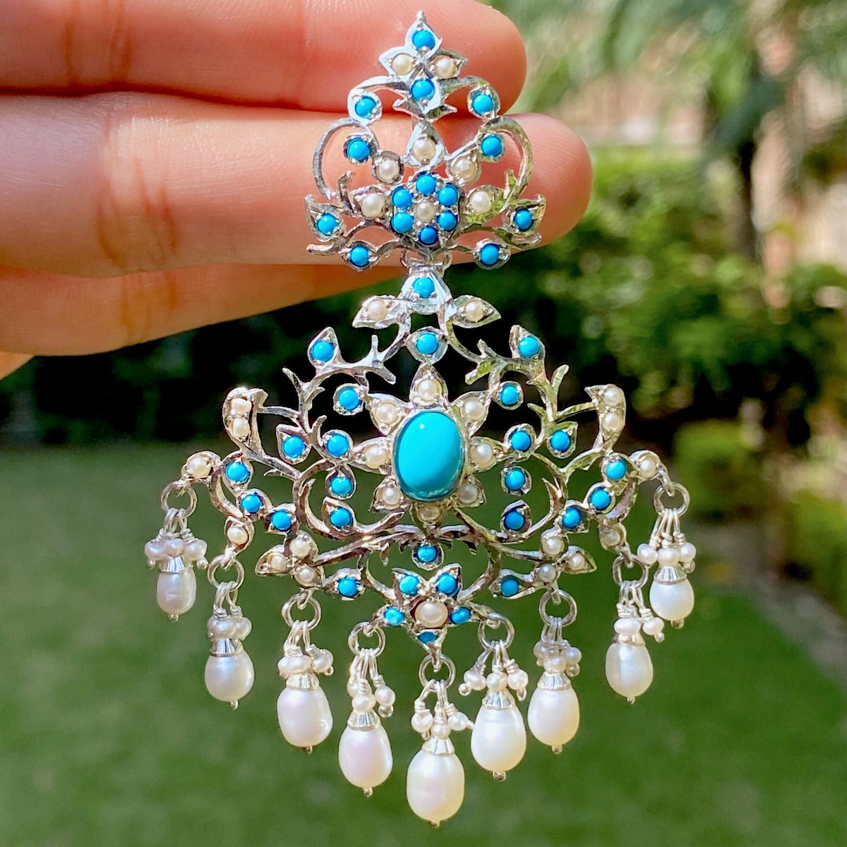 Edwardian Turquoise Earrings | Sterling Silver Antique Looks Jewelry Online