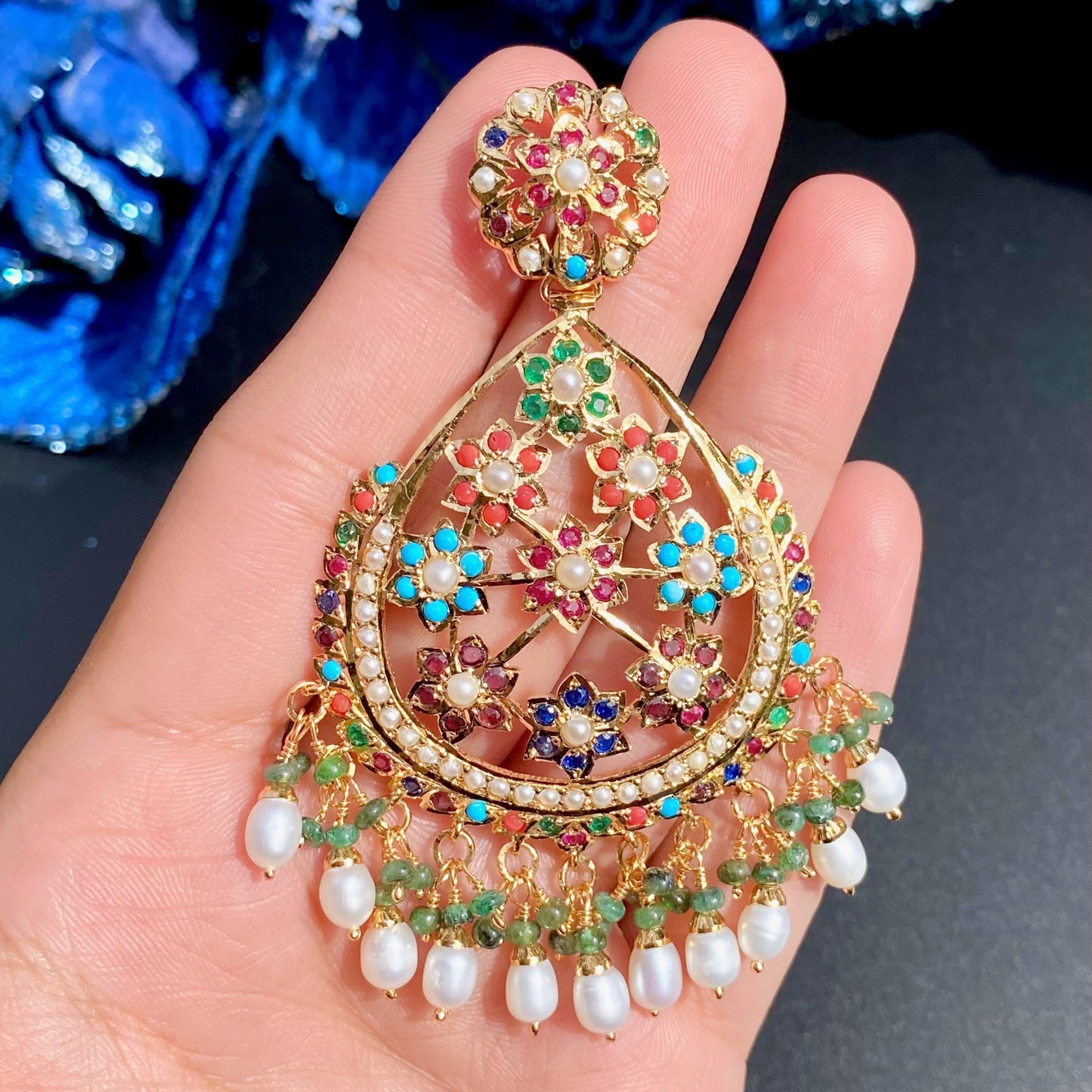 big indian navaratna earrings