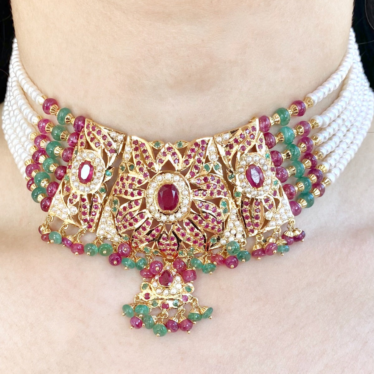 lightweight jadau gold choker