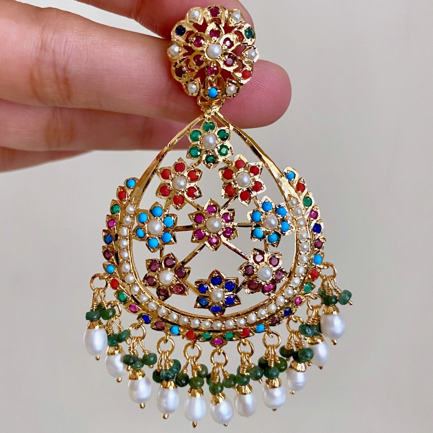 big indian navaratna earrings