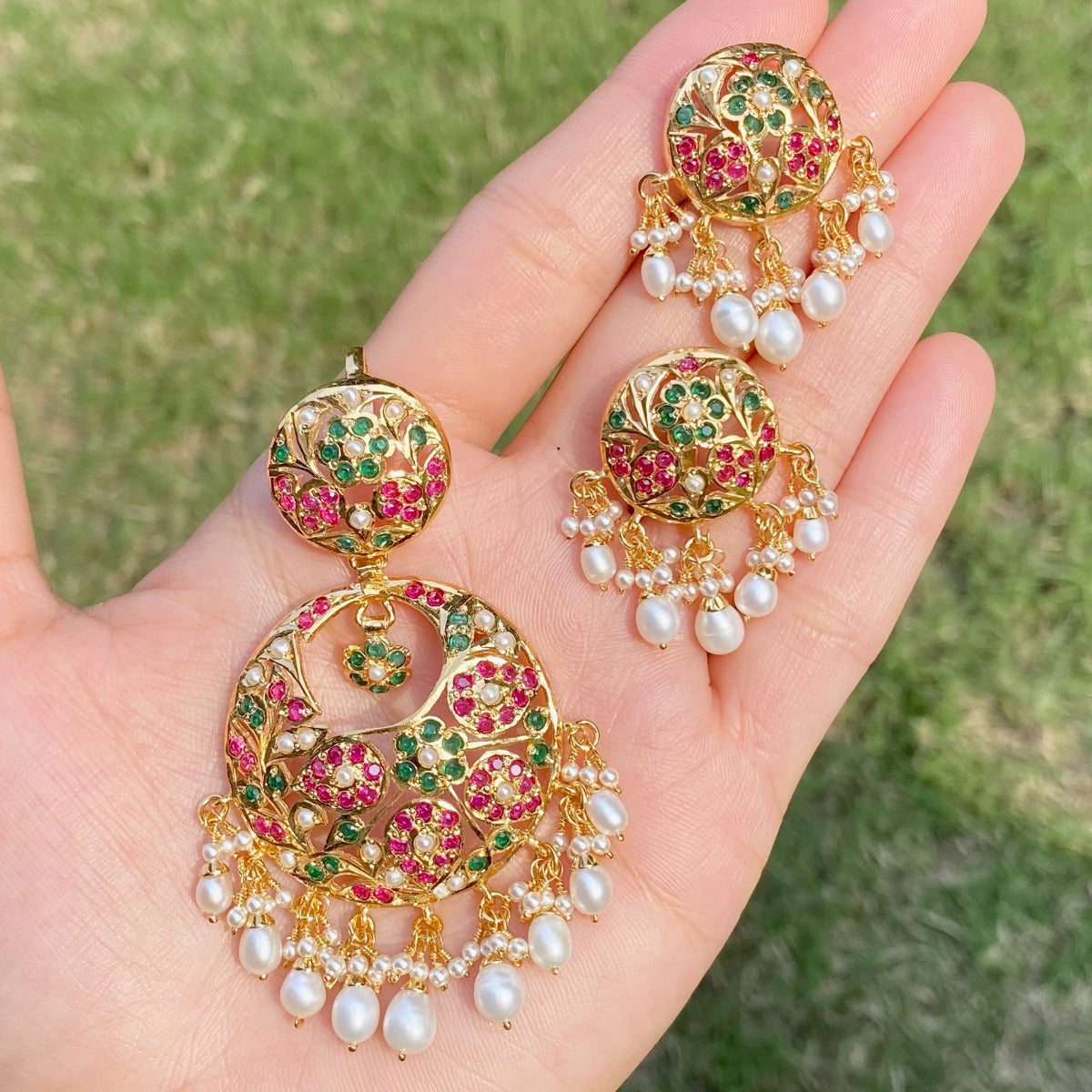 Navaratna pendant set in gold plated silver usa