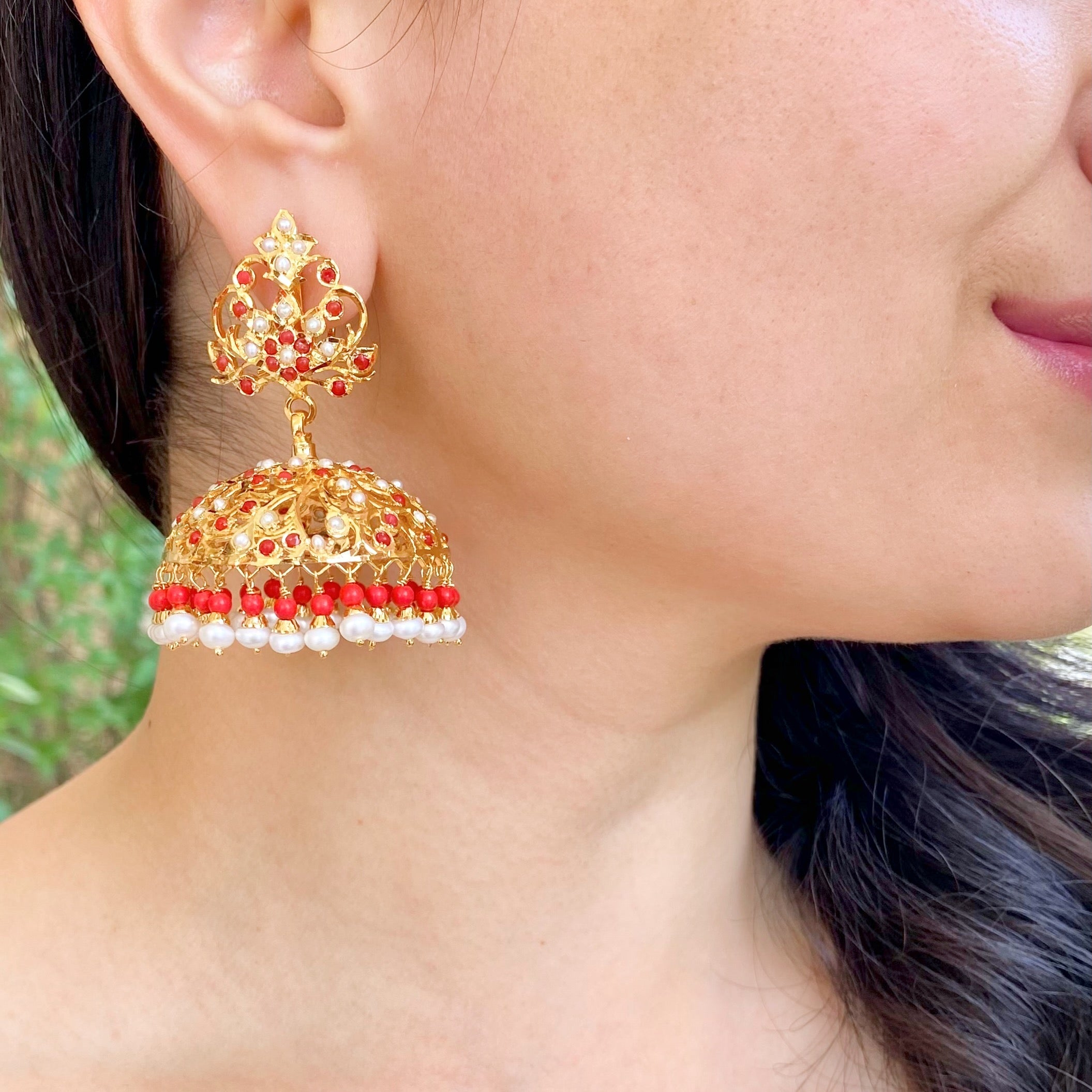 coral jhumka