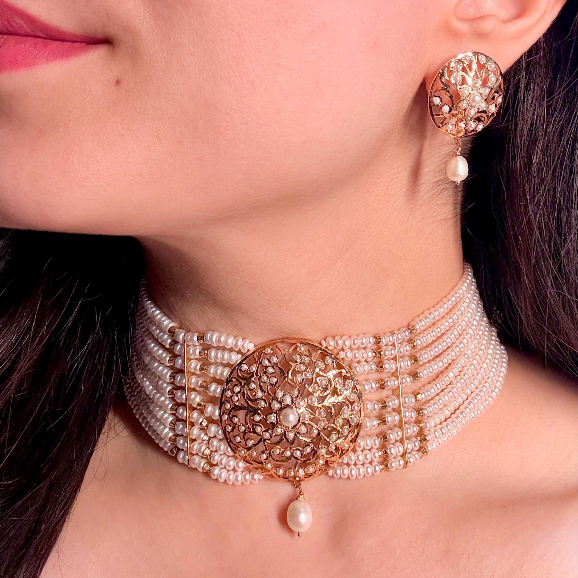 Pearl Choker Set for Women | Affordable Indian Handmade Jewelry NS 427