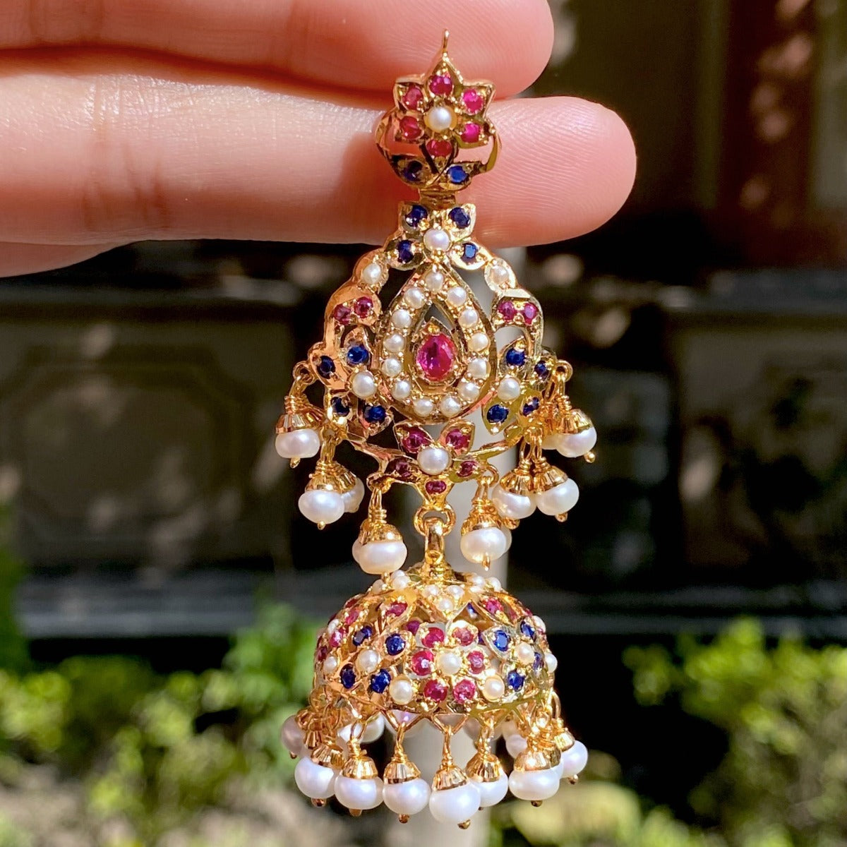 hyderabadi jadau set with neelam stones