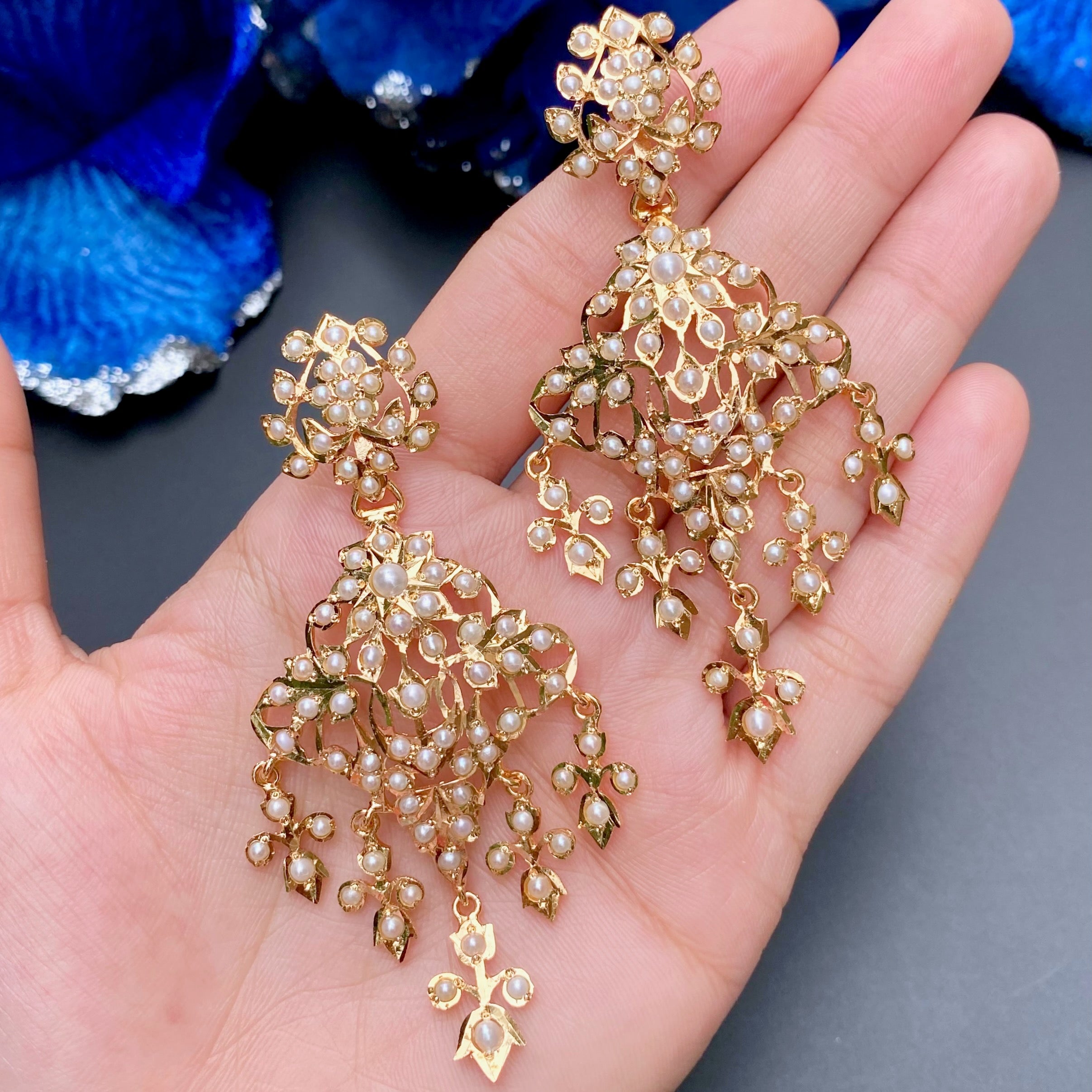 Unique Pearl Necklace Set | Antique Design | Gold Plated on Silver NS 414