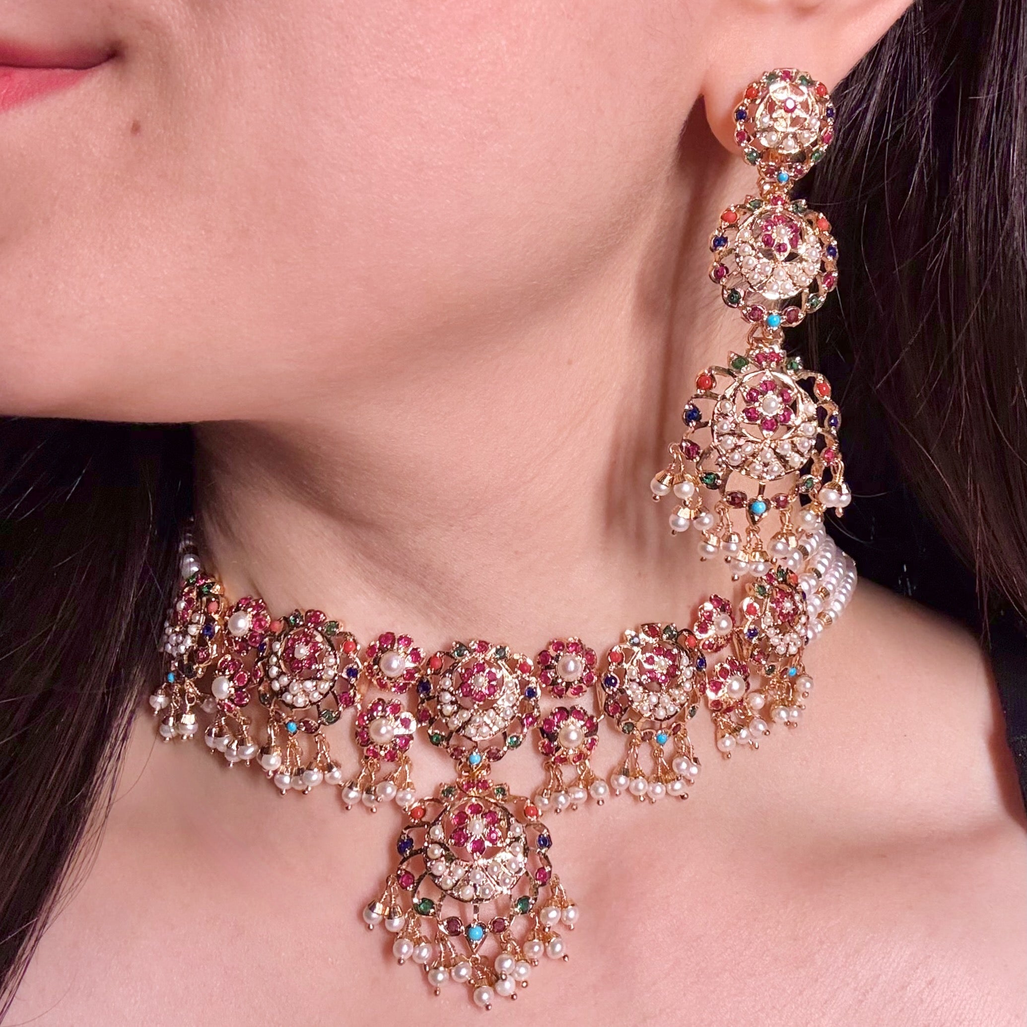 Navratna Choker Set | Gold Plated on Silver NS 430