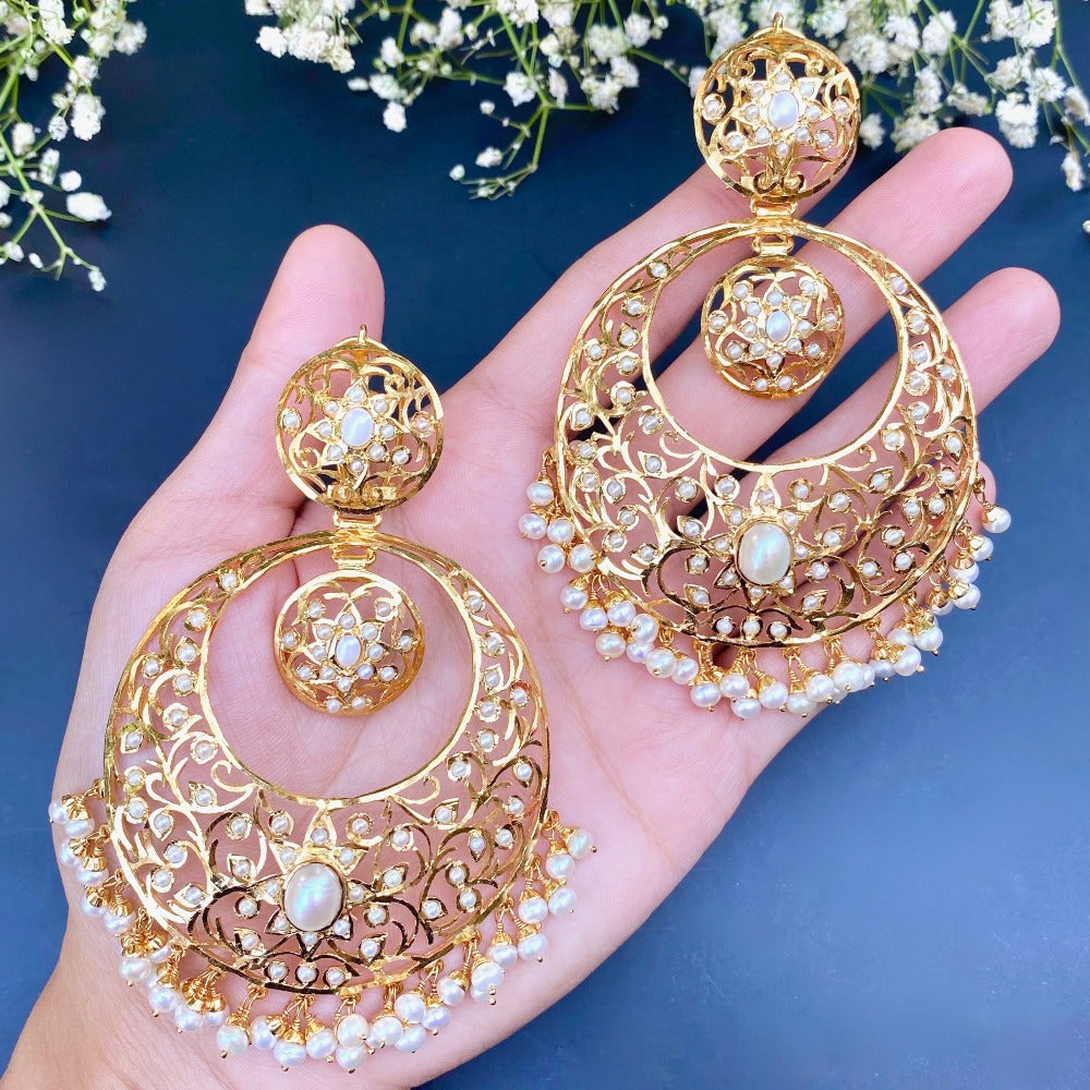 bridal indian pearl choker gold plated