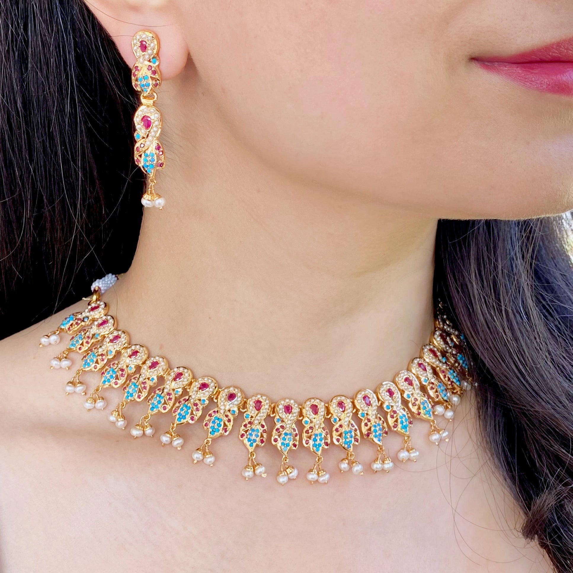 ruby feroza necklace indian