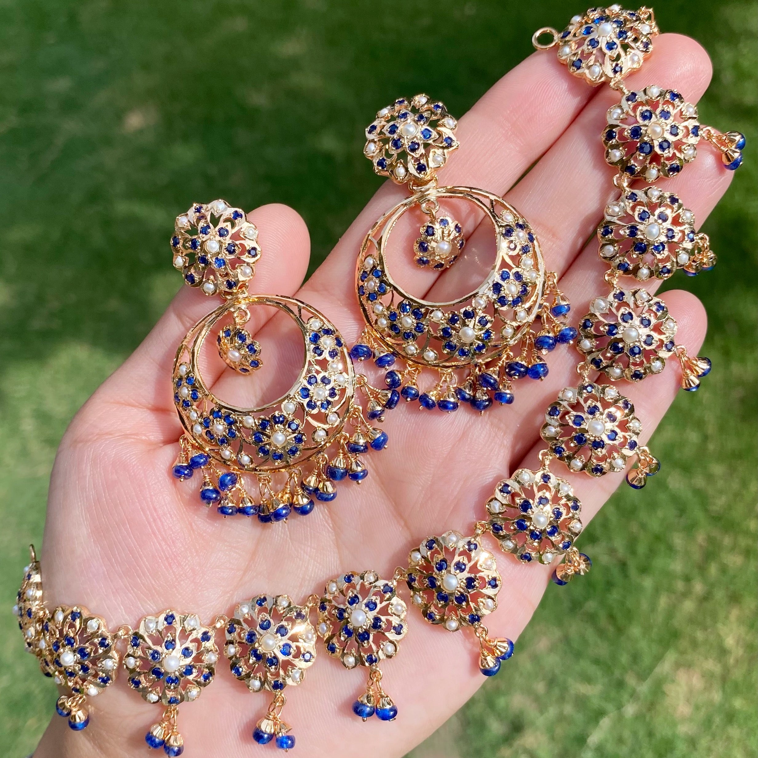 sapphire necklace gold plated